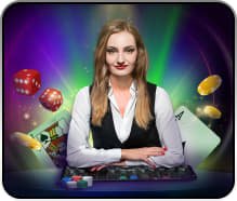 Layar taruhan menunjukkan opsi Banker, Player, dan Tie Antarmuka taruhan Lightning Baccarat pasang 123